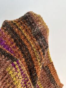 Elamini 1pc Sexy Off-Shoulder Ombre Short Knitted Long Sleeve Sweater For Women