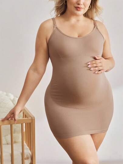 Moonlight&Mama Sujetador de maternidad minimalista de ajuste ceñido en talla grande, color caqui