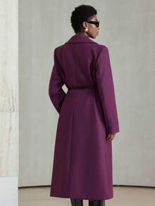 Aveloria Modichic Solid Color Woolen Lapel Commuter Elegant Belt Decor Long Women Casual Jacket