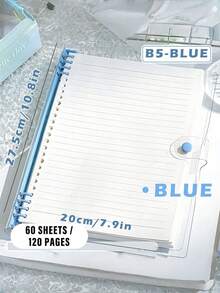 1/2/3PCS/360page- B5 Clear Soft Leather Bulk Notebook, With Perforated Pages,B5 Loose-Leaf Notebook With Thick Coil - 1PC 60 Sheets (120 Pages) Detachable, Light Green Light Blue Milky White, Smooth Writing Paper Binder - Velvet Textured Cover,School Supplies,Back To School - Multicolor - View 19