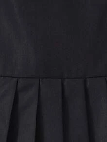 Girls' Patchwork 2-In-1 Dress, Flare Sleeves And Bow Decor, Suitable For Spring/Summer, School/Campus Wear - Black - View 3