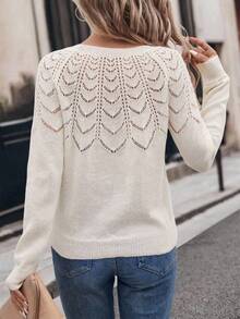 SHEIN Áo cánh dài tay cổ tròn màu trơn cho nữ mặc thường ngày năm mới - Màu be - Xem 2