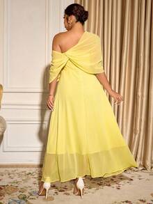 Cravure Vestido de cóctel elegante y versátil personalizado para mujer de talla grande para fiesta o baile - Amarillo - Ver 2