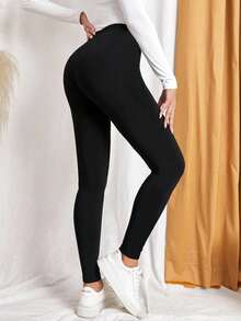 EMERY ROSE 2-Piece Set Simple Casual Women's Random Leopard Print Hip-Lifting Leggings, Suitable For Autumn And Winter Cheetah Print 2 Packs Leggings Leopard Print Leggings Cheetah Animal Print Women Athletic Leggings Women Leggings Black Leggings,Fall - Multicolor - View 2