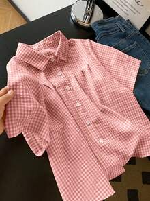 New Sweet Turndown Collar Loose Fashion Women Shirt - Dusty Pink - View 3