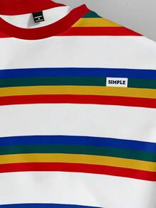 Claim Dot 男士加大码时尚彩色条纹长袖套头卫衣，适合秋冬季节穿着，是送给朋友的绝佳礼物。