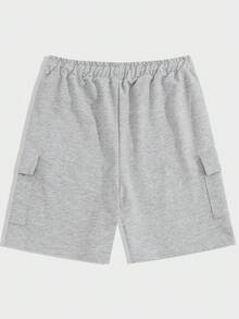 RueChic Men 2pcs Pack Cargo Pockets Drawstring Waist Regular Shorts - Black and White - View 8