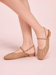 CUCCOO DOLLMOD Aprikot süße niedliche Mary Jane Preppy Stil rückenfreie Ballerinas