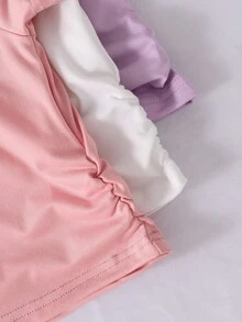 3pcs Baby Girls Casual Cute Bow Print Round Neck Short Sleeve T-Shirt, Suitable For Daily Life, Gatherings, Festivals, Spring/Summer - Multicolor - View 4