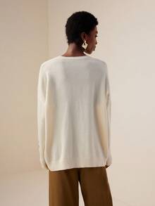 Vesra New V-Neck Mixed Yarn Cardigan For Women, European & American Style, Versatile, Minimalist Fashion, Embroidered Pattern, Skin-Friendly Knit Top