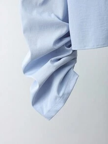 Franclia Camicia a maniche lunghe autunnale di colore blu, stile casual ed elegante, con spalle scoperte e vestibilità ampia, marchio SHEIN Luminelle - Blu - Visualizzare 5