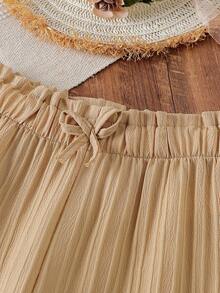 女童度假休闲碎花宽松T恤+梭织纹理宽松裤套装 - 彩色 - 查看 5