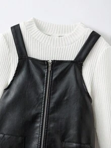 Maija Kids Maija Kids 2件套年轻女孩立领长袖T恤连衣裙