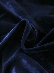 Souflis Souflis 女婴花朵荷叶边蝴蝶结装饰泡泡袖天鹅绒连衣裙，带头巾，可爱优雅，适合日常、度假、休闲穿着 - 藏蓝色 - 查看 8