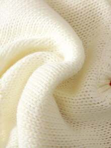 SHEIN Playful Pals 少女可爱3D心形白色毛衣圆领灯笼袖针织套头衫 - 米色 - 查看 3