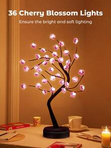 1 件 19.6 英寸樱花盆景树灯，36/108 LED 仙女灯，电池和 USB 供电两用，台灯，装饰灯，现代家居装饰，生日礼物（粉色） - 黃色 - 查看 4