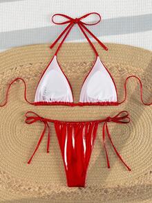 Swim Basics 2025 Solid Color Bikini Swimsuit - Micro Triangle