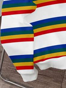 Claim Dot 男士加大码时尚彩色条纹长袖套头卫衣，适合秋冬季节穿着，是送给朋友的绝佳礼物。