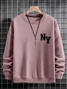 Felpa da uomo in cotone con grafica a lettere, senza maglietta, spalle a caduta