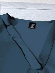 EMERY ROSE Chemise gris-bleu minimaliste et décontractée grande taille, convient pour l'été - Bleu gris - Voir 5