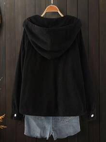 Linhara Plus Size Women Casual Hooded Jacket, Outdoor Jacket Fall Winter Cloth For Women Autumn - Black - View 2