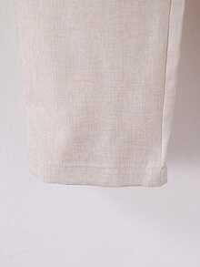 3 件套青少年男孩优雅韩版修身正式西装，适合婚礼、派对。时尚高端杏色背心 + 杏色直筒裤 + 可拆卸领带 3 件套 - 杏色 - 查看 7