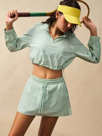 VARSITIE Women's Solid Color Minimalist Long Sleeve Top, Casual Sports Jacket