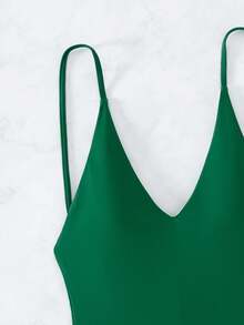 Oceva Summer Beach Plain One Piece Swimsuit - Army Green - View 5
