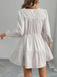 INAWLY Women's Casual Embroidered Waist Belt Elegant Dress Fall Cloth For Women - White - View 2