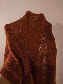 Bonvoyette Vestido de playa de punto con cuello en V profundo y anudado en unicolor