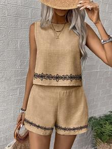 EMERY ROSE Conjunto de dos piezas de mujer tejido para tiempo libre y vacaciones de verano