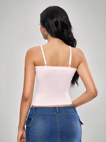 SuitURBody 女式纯色罗纹休闲吊带背心 - 淺粉色 - 查看 4