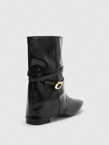 CUCCOO BIZCHIC 女士方头扣设计时尚高跟靴，适合日常穿着 - 黑色 - 查看 8