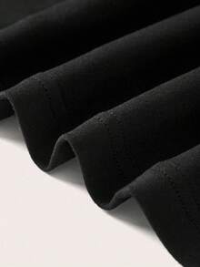 SHEIN LUNE Áo thun dài tay dáng rộng vai rớt, màu trắng, họa tiết hai trái tim, phong cách tối giản thường ngày, phù hợp cho mùa thu/đông, phong cách thường ngày. - màu đen - Xem 5