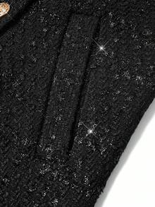 Gownix Abrigo largo con hebilla metálica brillante para otoño/invierno - Negro - Ver 5