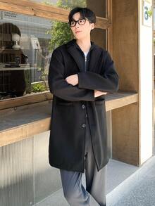 一件青少年男童时尚多功能连帽拉链外套，适合日常、户外活动和通勤穿着，秋冬季款 - 黑色 - 查看 5