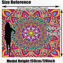 SHEIN 1件装数码印花户外遮阳帆，庭院遮阳篷，复古欧式曼陀罗花卉图案，防褪色，优质涤纶面料，结实耐用，配有4根绳子，可水洗，适合户外使用，如庭院、露营、海滩等，150克/平方米 - 彩色 - 查看 9