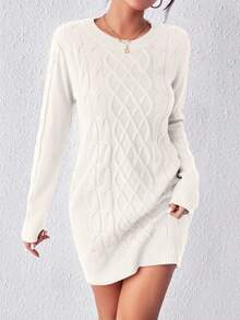 EMERY ROSE Vestido de suéter de punto trenzado para mujer para ropa de Año Nuevo - Beis - Ver 5