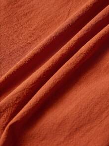 Rosumi Plus Size Casual Loose V-Neck Button Dual Pocket Knee-Length Dress Fall Clothes For Women Fall Clothes Plus Size   Dresses Button Front Dresses For Women Cottagecore Clothes Curve Dresses With Pockets  Dress Autumn Dress,Spring/Summer/Vacation - Burnt Orange - View 8