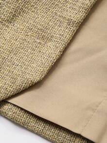 DAZY Conjunto de chaqueta de chaleco ajustada de cuello en V sin mangas y falda recta con abertura en el bajo, para otoño/invierno - Caqui - Ver 7