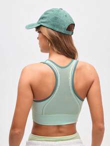 SHEIN Sports 女士休闲日常健身运动文胸 - 綠色 - 查看 1