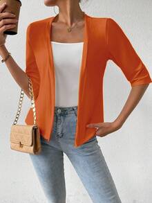 EMERY ROSE Women Solid Color Casual Vacation Regular Cardigan, Summer Loose Knit Outwear