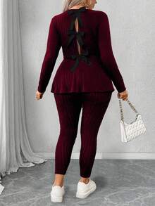 Elenzga Bộ 2 món thắt nơ lưng thường ngày cỡ lớn dành cho nữ - Màu Đỏ Sâu - Xem 6