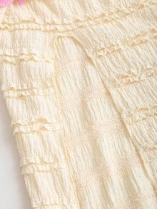 Sweetra Vestido floral con abertura y lazo en el pecho, vestido ajustado con abertura y cintura ceñida - Amarillo - Ver 5