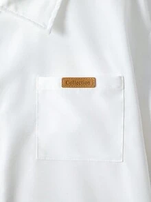 SHEIN 2 件套青少年男孩绅士装 - 白色修身短袖衬衫 + 卡其色长裤，绅士西装套装，商务优雅，学校，生日派对，日常休闲，婚礼，婚礼嘉宾，花童，戒指男孩 - 彩色 - 查看 6