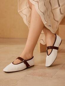 MOTF PREMIUM GIÀY MARY JANE MŨI VUÔNG BẰNG DÀNH CHO NỮ THỜI THƯỜNG THOẢI MÁI ĐA NĂNG - Màu be - Xem 6