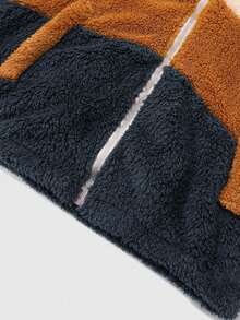 ROMWE MEN Casual 男士撞色贴袋拉链长袖夹克，适合秋冬日常穿着 - 彩色 - 查看 6