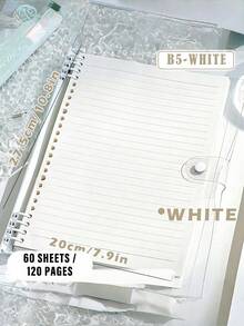 1/2/3PCS/360page- B5 Clear Soft Leather Bulk Notebook, With Perforated Pages,B5 Loose-Leaf Notebook With Thick Coil - 1PC 60 Sheets (120 Pages) Detachable, Light Green Light Blue Milky White, Smooth Writing Paper Binder - Velvet Textured Cover,School Supplies,Back To School - Multicolor - View 10
