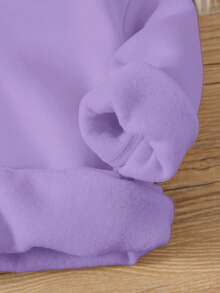 SHEIN 爸爸的小女孩❤女婴针织柔软连帽休闲宽松长袖运动衫和裤子两件套，紫色 - 紫色 - 查看 5