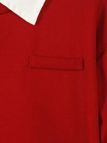 SHEIN 2件組男童時尚套裝，針織圓領長袖衛衣與牛仔長褲，返校季夏季職業日穿搭校園服 - 酒紅色 - 查看 8